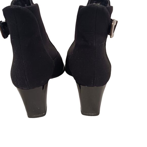 Stuart Weitzman Ankle Boots Neoprene Gore-Tex Sz 7 Black WATERPROOF Buckle Goth - Picture 7 of 16